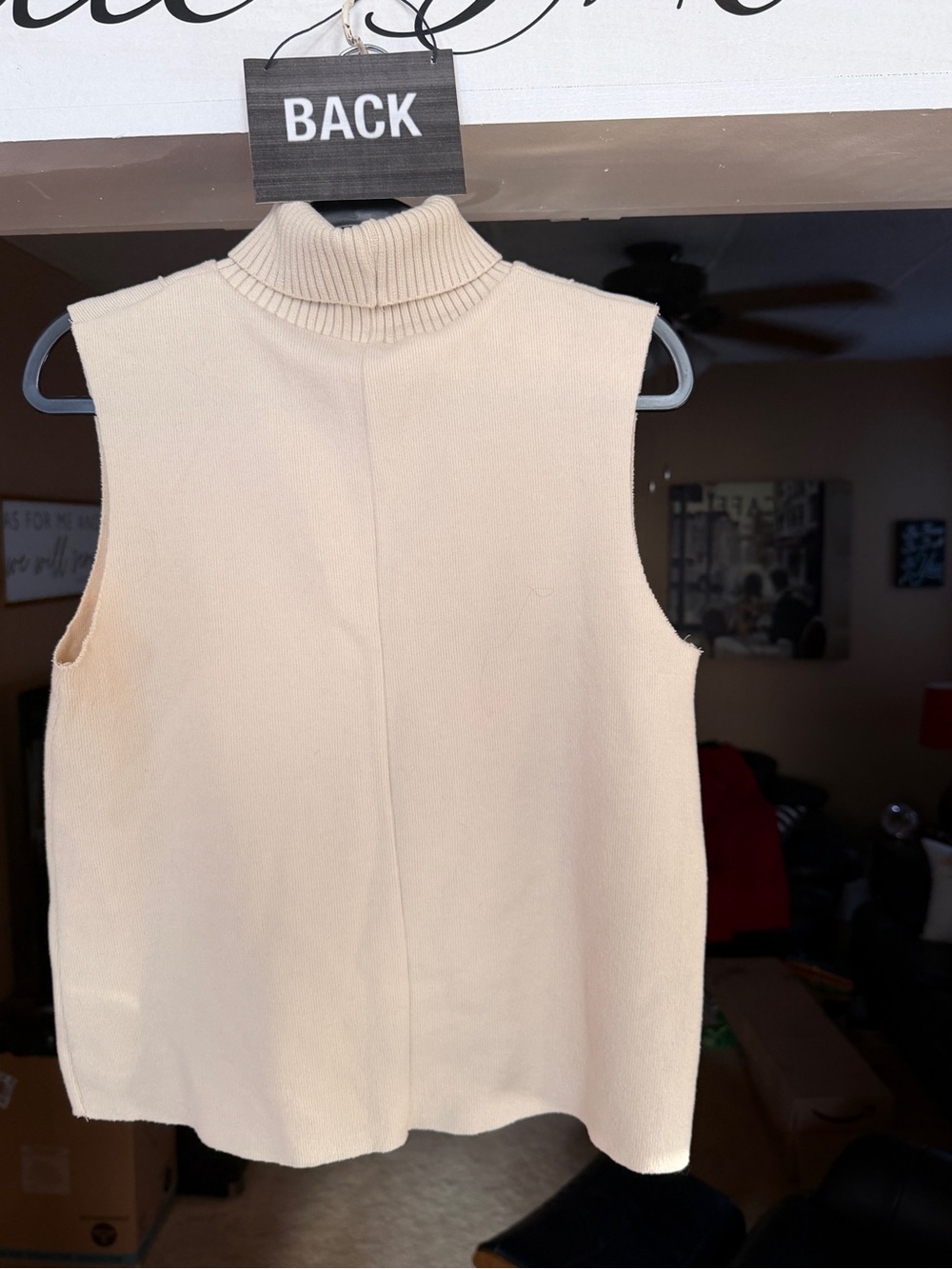 Zara Cream Sleeveless Turtleneck Sweater Vest - Picture 3 of 7
